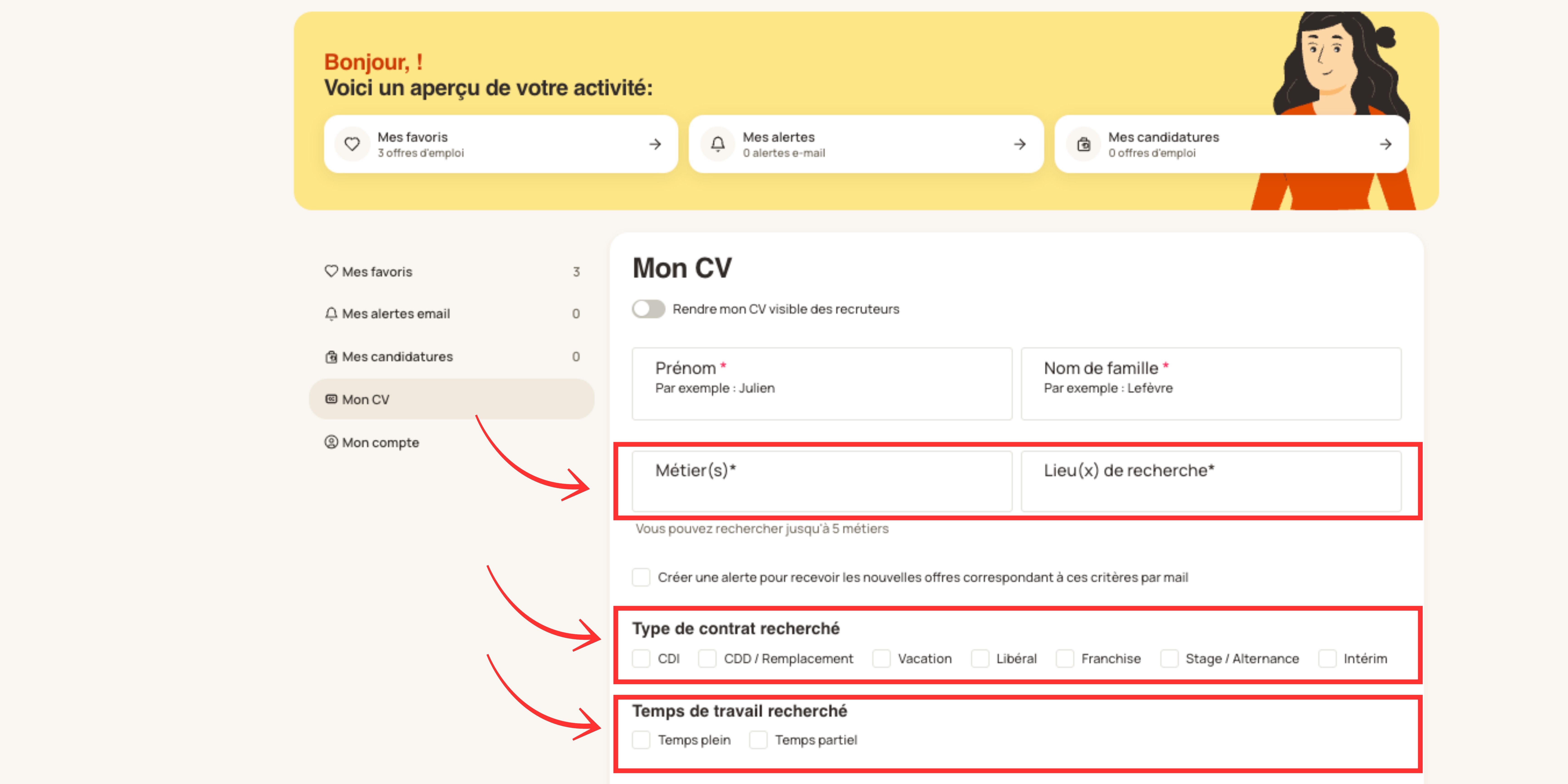 remplir profil cv staffsante