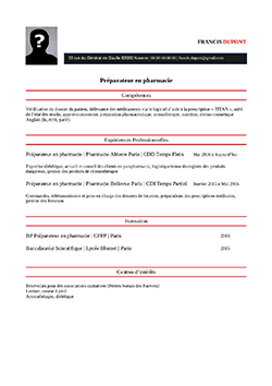 CV pr&eacute;parateur en pharmacie pdf