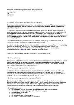 Lettre de motivation pr&eacute;parateur en pharmacie doc