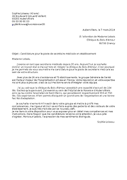 Lettre de motivation secr&eacute;taire m&eacute;dicale pdf